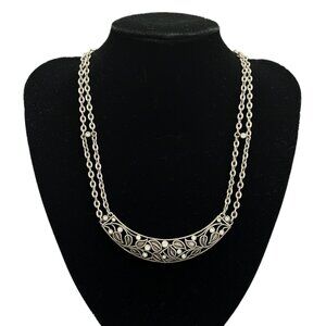 Swarovski Silver Tone Touchstone Crystal Vintage Vine Statement Necklace